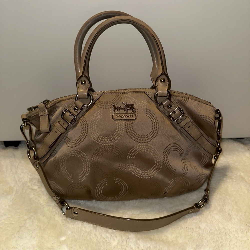COACH Taupe Leather Signature Satchel